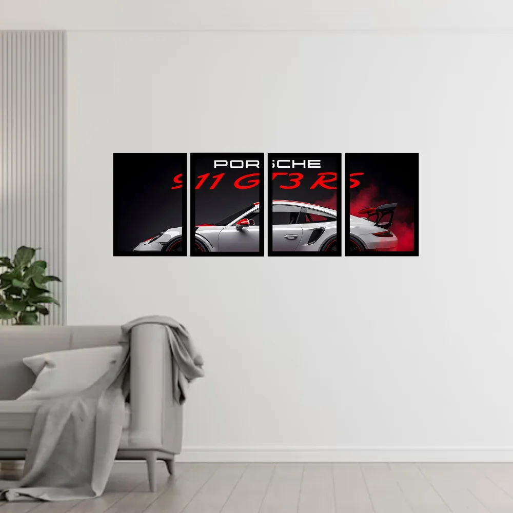 Djane Studio Supercars Wall Frame Set | Premium Wall Art for Living Room, Bedroom, Office & Gaming Room | Modern Home Décor | Pack of 4 | Size 12x8 Inch